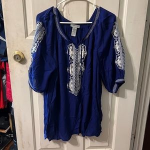 Blue and white blouse